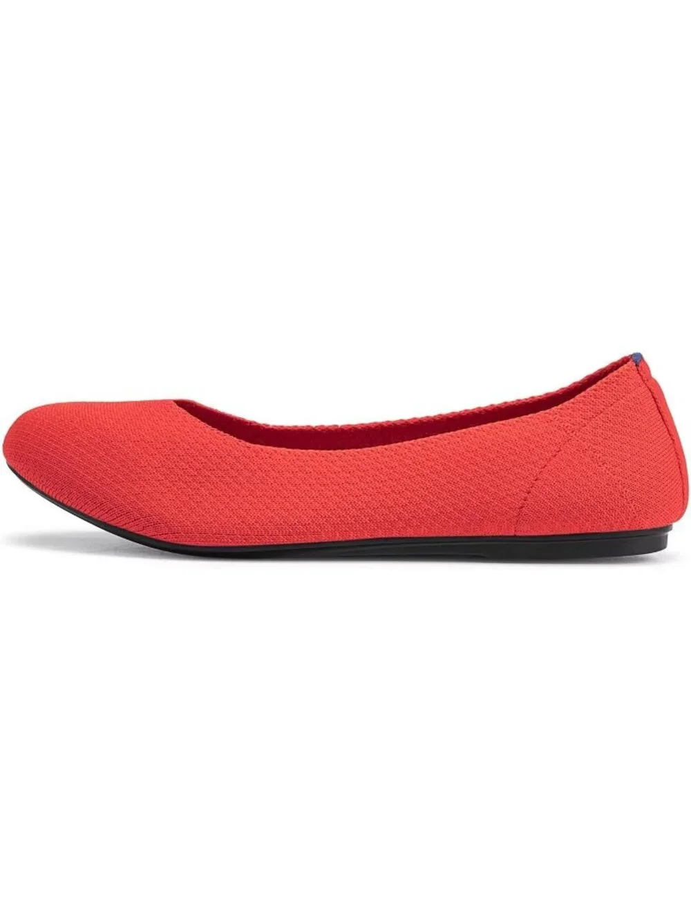 Women's Bright Red Round Toe Low Wedge Slip On Soft Ballerina Ballet Flat Shoes